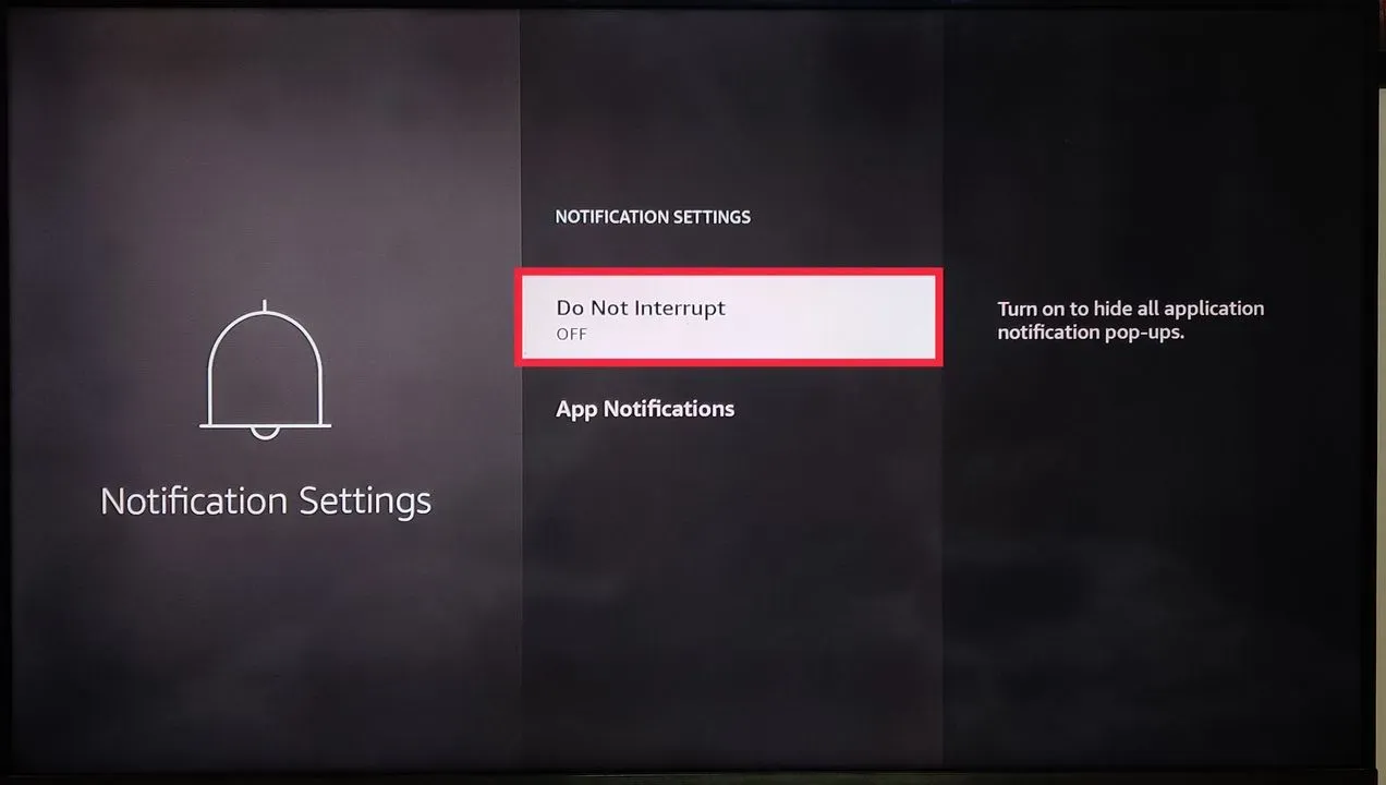 Image showing Do no interrupt option selection being turned off